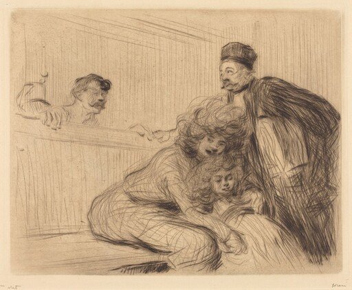L'avocat parlant au prévenu (1ère planche) (The Lawyer Talking to the Prisoner) (first plate)