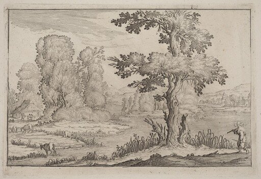 Herdsman and Cows Crossing a River