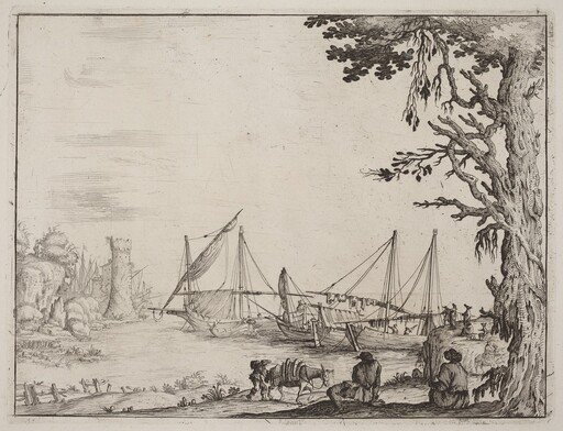 Seaport with Anchored Vessels