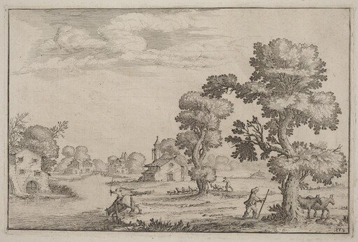 Lakeside Village with Herdsmen