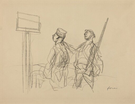 Two Soldiers Looking at a Placard