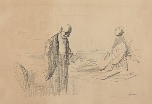 a) At the Conference (recto); b) Reclining Figure (verso)