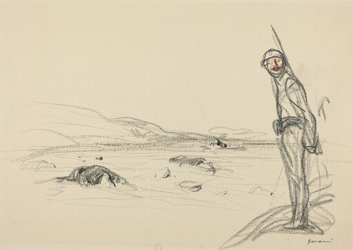 a) Along the Marne (recto); b) Study for Along the Marne (verso)