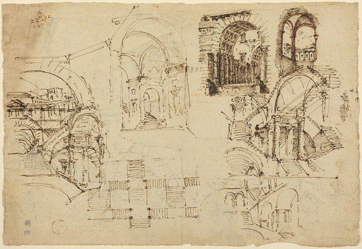 Designs for Palatial Staircases [recto]