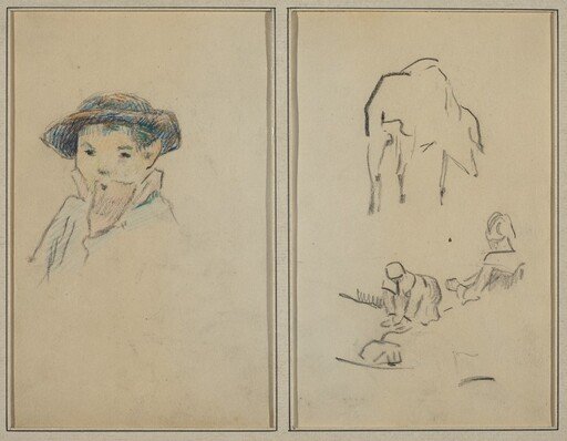Little Breton Boy; A Pig and a Washerwoman [recto]