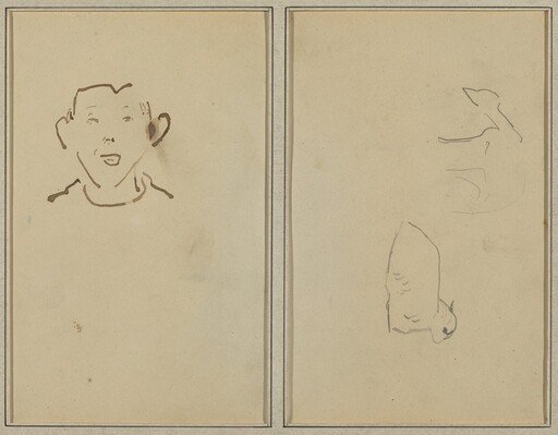 Boy's Face; Two Sheep [verso]