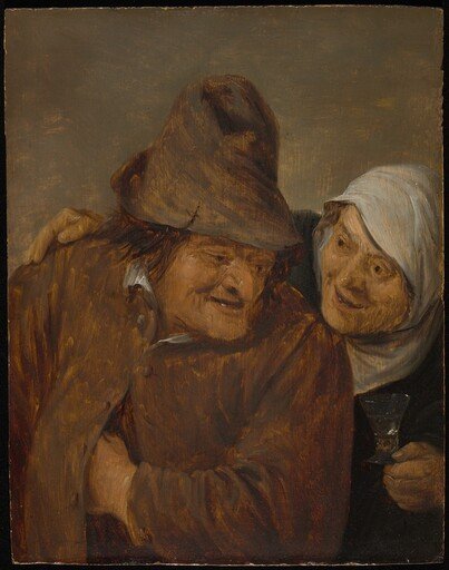 Two Peasants with a Glass of Wine
