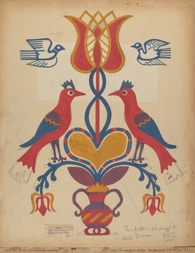 Drawing for Plate 15: From the Portfolio "Folk Art of Rural Pennsylvania"