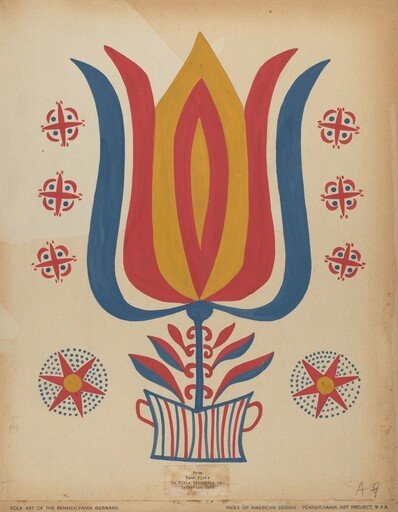 Drawing for Plate 9: From the Portfolio "Folk Art of Rural Pennsylvania"