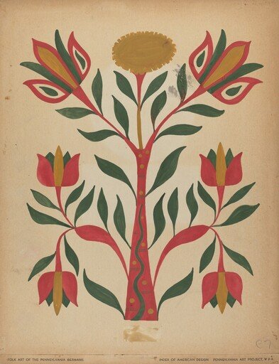 Drawing for Plate 7: From Portfolio "Folk Art of Rural Pennsylvania"