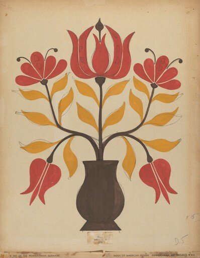 Drawing for Plate 5: From Portfolio "Folk Art of Rural Pennsylvania"