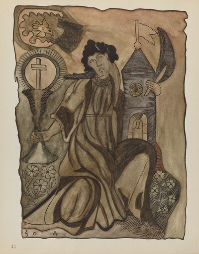 Plate 41: Saint Barbara: From Portfolio "Spanish Colonial Designs of New Mexico"