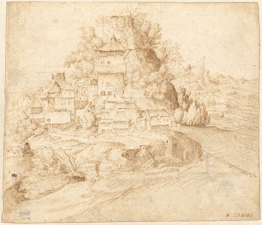 A Village Nestled at the Foot of a Hill (recto)