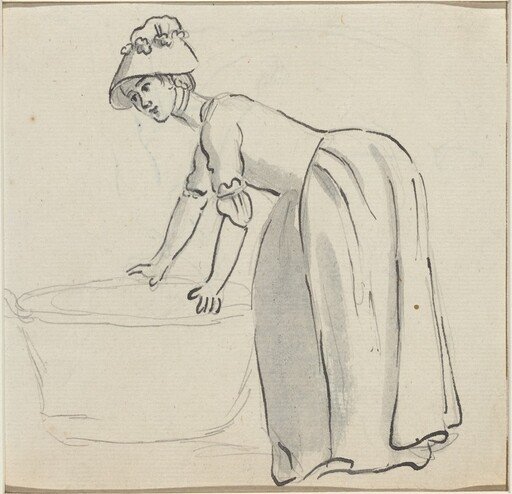 Girl with a Bonnet at Work [recto]