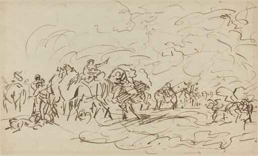 Sandstorm in the Desert Overtaking a Caravan