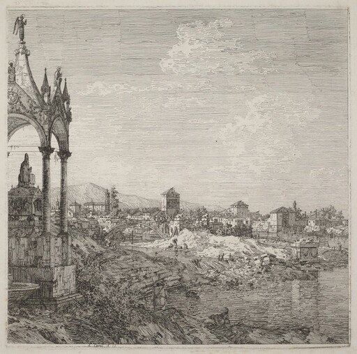 View of a Town with a Bishop's Tomb
