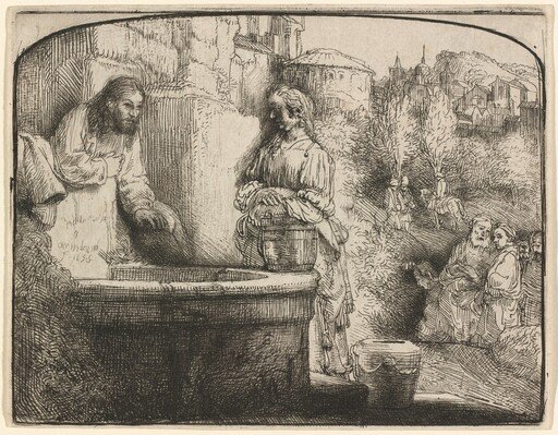 Christ and the Woman of Samaria: an Arched Print