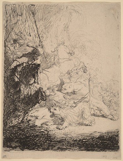 The Small Lion Hunt (with Two Lions)