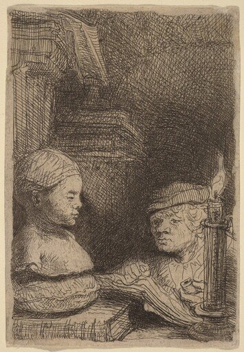 Man Drawing from a Cast