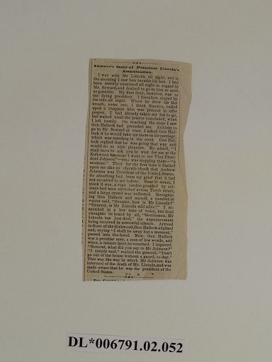 Sumner's Story of President Lincoln's Assassination