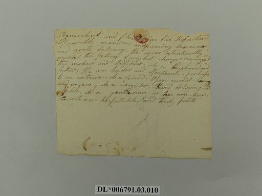 Note to Samuel Copp from E. Burrows