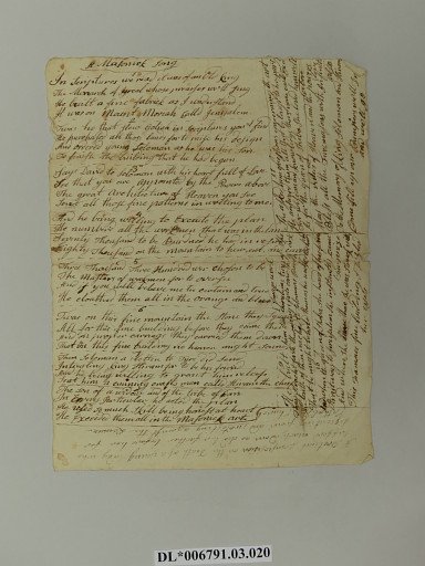 "A poetical compostition on the Death of a young lady who suffered martyDom"