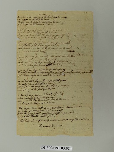 "A Song" signed by Hannah Denison