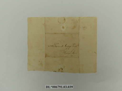 Part of Envelope addressed to Samuel Copp