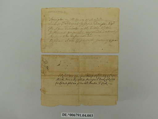Deed for Record, Joseph Denison and Samuel Copp