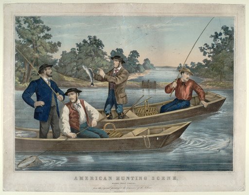 American Hunting Scene. Brook, Trout Fishing