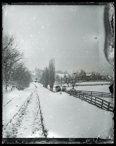 County Road in Front of Farm in Winter