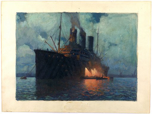 Coaling a Transport at Night