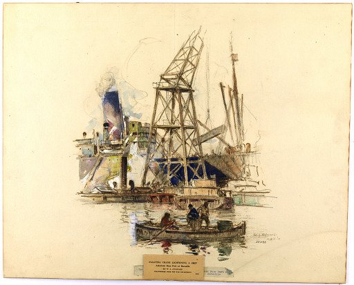 Floating Crane Lightening a Ship