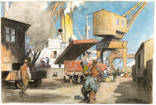 Unloading Knockdown Freight Cars, La Pallice