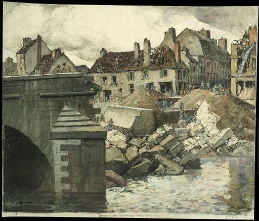 French Engineers Clearing Wreckage of Bridge Château-Thierry