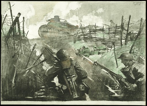American Infantry Advancing with Tanks near Essey