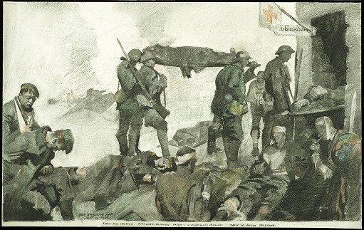 First Aid Station with American Wounded