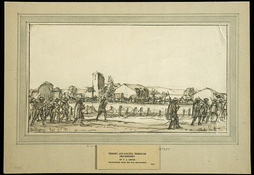 Troops Advancing through Seicheprey, St. Mihiel Offensive
