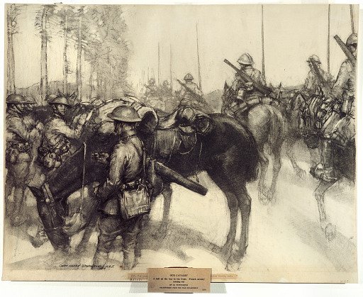 Our Cavalry, a Halt on Their Way to the Front. French Cavalry Coming Out.