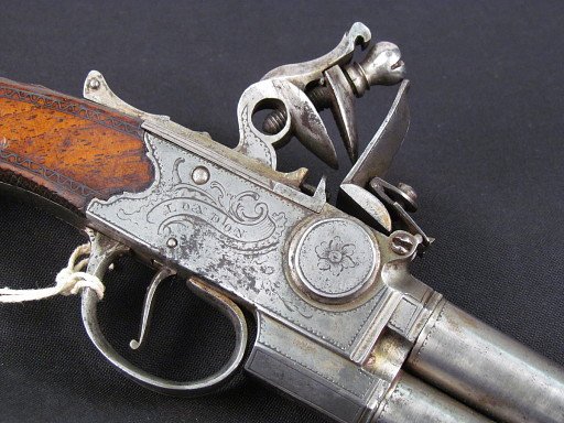 Double Barrel Boxlock Flintlock Pistol