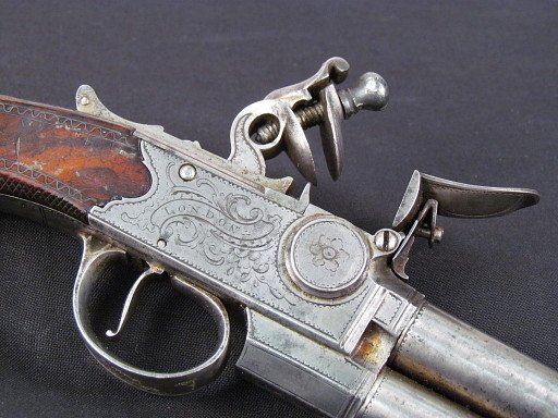 Double Barrel Boxlock Flintlock Pistol