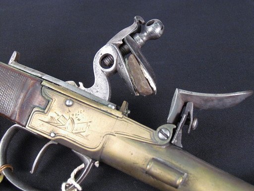 Boxlock Flintlock Pistol with Springloaded Bayonet