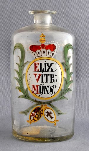 Apothecary Bottle, ELIX VITR MYNS