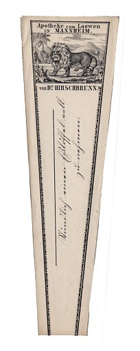 Prescription Label, apotheke zum Lowen in Mannnheim von Dr. Hirschbrunn