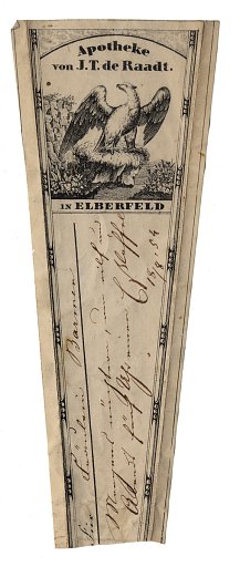 Prescription Label, Apotheke von J.T. de Raadt in Elberfeld