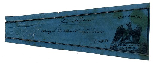 Prescription Label, Adler Apotheke Friedr. von Berg in Hilden