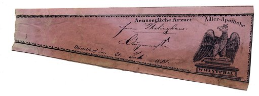 Prescription Label, Adler Apotheke W. Westphal
