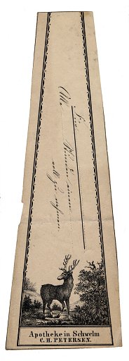 Prescription Label, Apotheke in Schwelm C. H. Petersen
