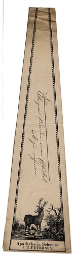 Prescription Label, Apotheke in Schwelm C. H. Petersen
