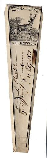 Prescription Label, Apotheke von H.J. Trip in HuckeswagenBorken